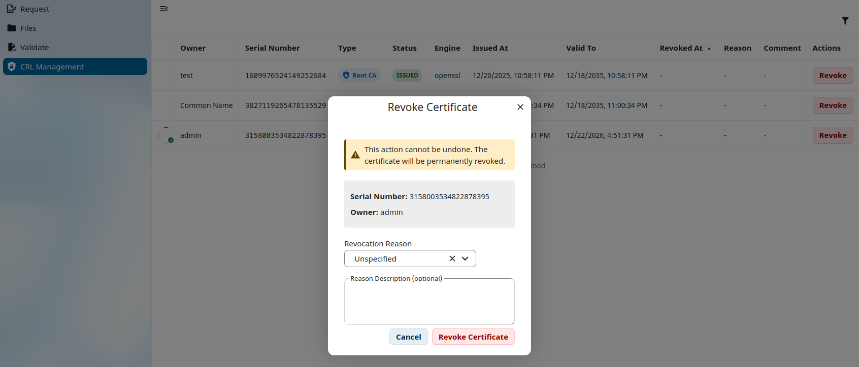 CRL (Certificate Revocation List) Implementation in LibreSign